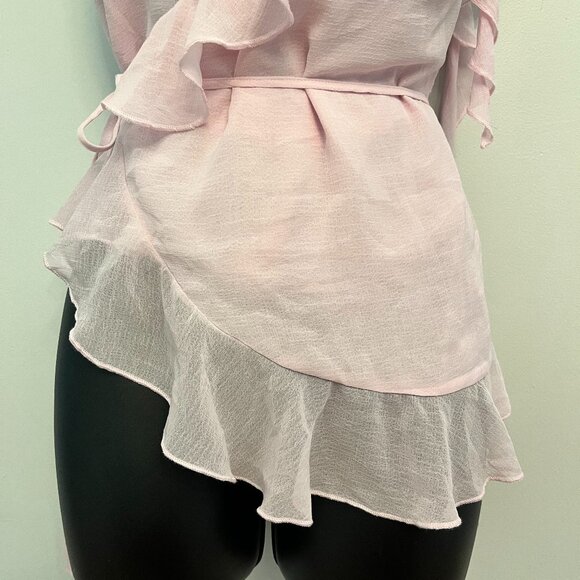 NWT Urban Outfitters Pink Belle Ruffle Wrap Top, Size Small - Picture 5 of 15